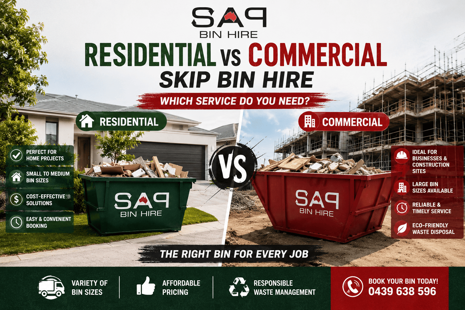 Residential vs Commercial Skip Bin Hire: Which Service Do You Need?